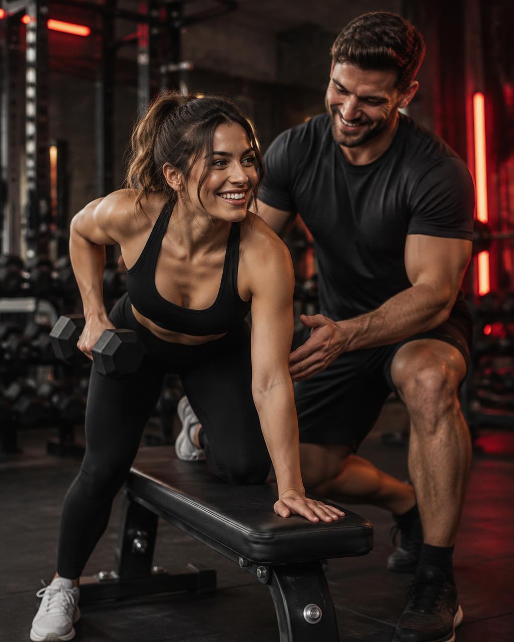 Man en vrouw trainen samen in de sportschool