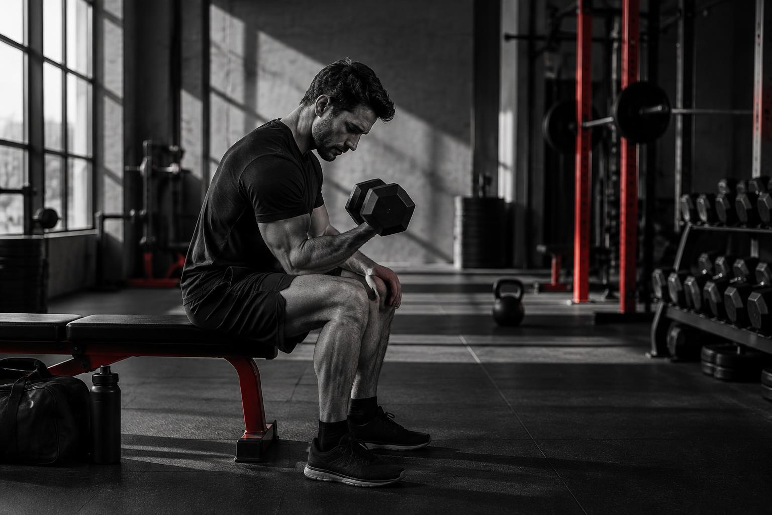 Geconcentreerd trainen met een dumbbell